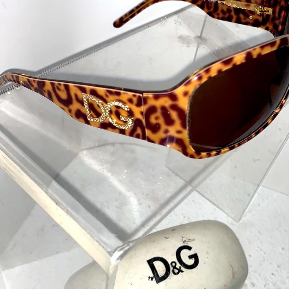 🔥Dolce & Gabbana VINTAGE Sunglasses LEOPARD PRINT WITH GOLD AND DIAMONDS UNISEX